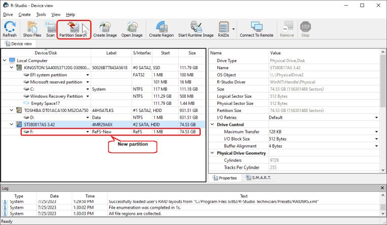 Die neue ReFS-Partition