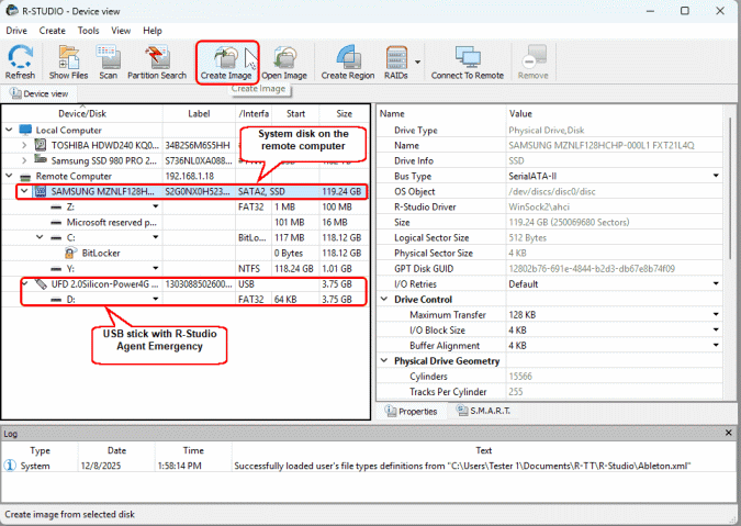 Start of image creation