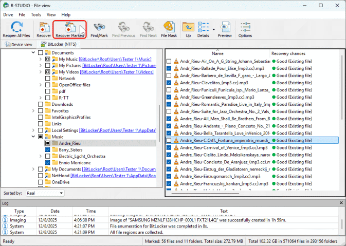 File marked for recovery