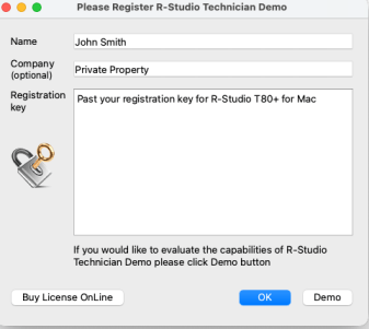 Please Register R-Studio Technician Demo window