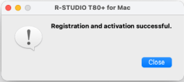 Registration and activation successful window