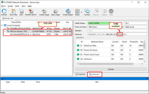 File Recovery Specifics for SSD and Other Supporting the TRIM/UNMAP command