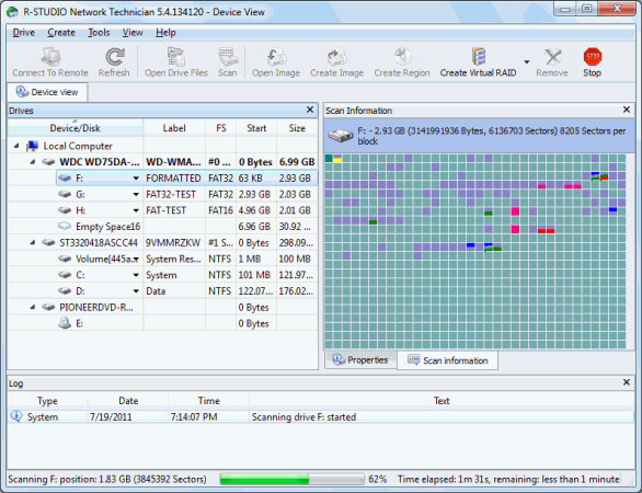 Unformat Disk and RAID Recovery: Disc scan 3