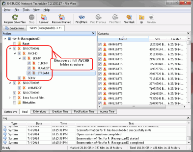 Récupération de vidéo HD à partir de cartes SD : Récupération de vidéo : Dossiers AVCHD trouvés et fichiers marqués pour la récupération