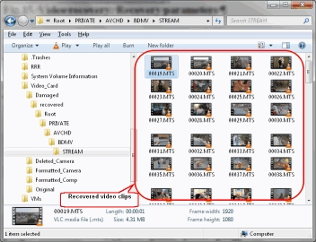 HD Video Recovery from SD cards: Video Recovery: Recovered Video Clips