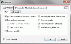 HD Video Herstel van SD-kaarten: Video Herstel Parameters: Herstellen - Main (Stap 4)