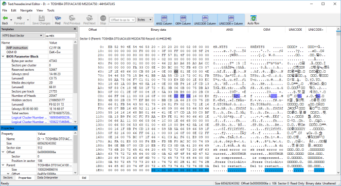 Software de recuperação de arquivos: Editor de texto/hexadecimal