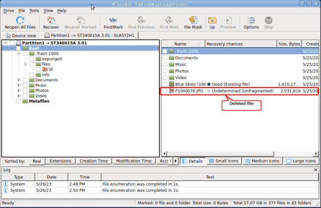 File system on the XFS partition