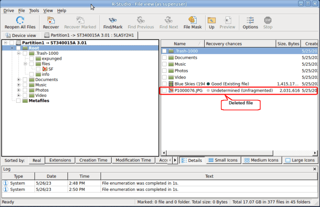 Dateisystem auf der XFS-Partition