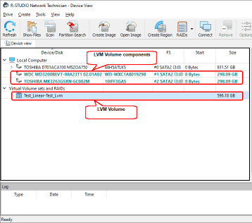 Volumen LVM ensamblado en R-Studio Technician