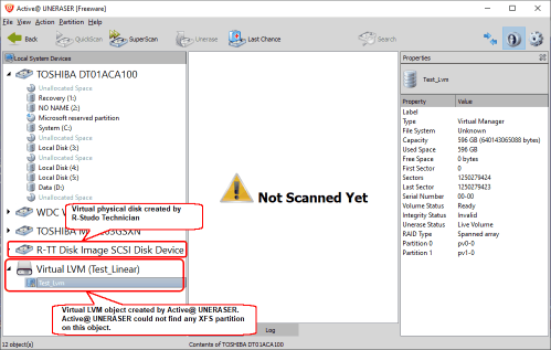 LVM objects in Active@ UNERASER