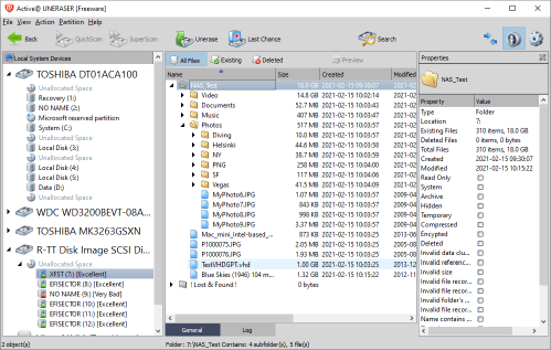 Fichiers trouvés sur la partition