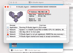 R-Studio Agent for Mac hoofdpaneel