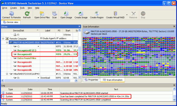 Datenwiederherstellung über das Internet: Laufwerksscan