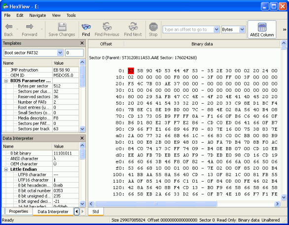 Datenwiederherstellung über ein Netzwerk: Text-/Hexadezimal-Editor