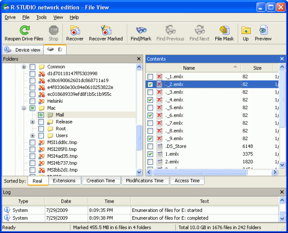 Datenwiederherstellung über ein Netzwerk: Ermittelte Dateien auf dem Remotecomputer