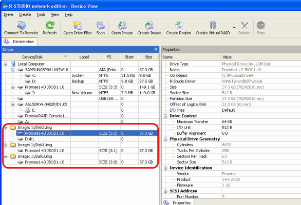 Ermitteln der RAID-Parameter: Abbild-Dateien von RAID-Komponenten