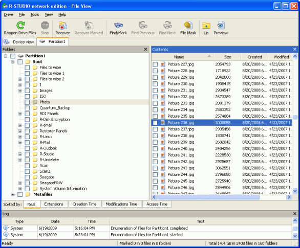 Ermitteln der RAID-Parameter: Dateien-/Ordnerstruktur gefunden