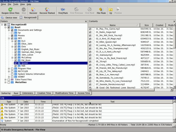 Notfall-Datenwiederherstellung: Erkannte Partition