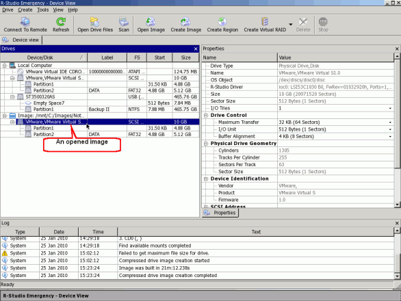 Notfall-Datenwiederherstellung: Geöffnetes Abbild