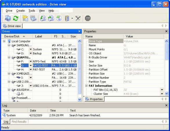 Dateiwiederherstellungssoftware: Hauptbereich von R-Studio