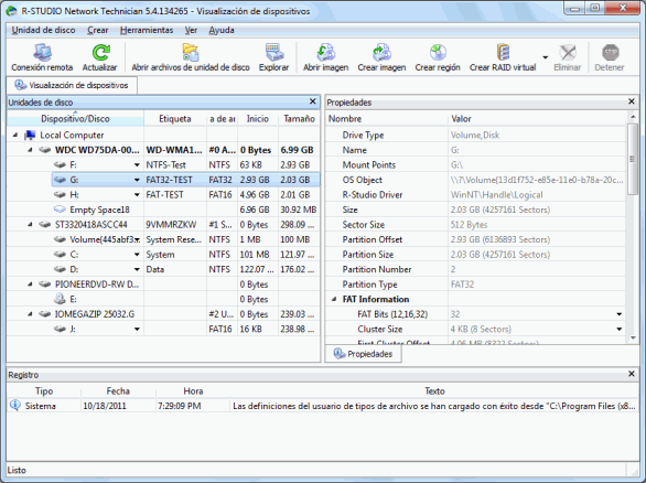 Software para la recuperación de archivos: Panel principal de R-Studio