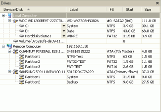 Recuperación de datos a través de la red: Panel principal de R-Studio