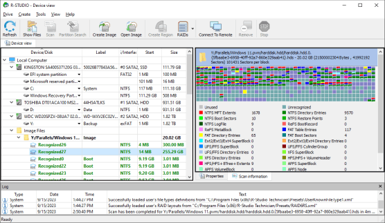 Результаты сканирования для диска Windows 11 Disk созданный в Parallels Desktop for Mac